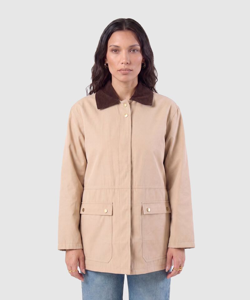 Chaqueta Con Cuello De Pana Para Mujer