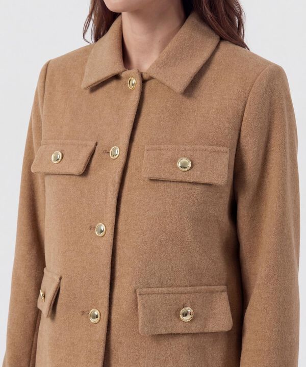 Chaqueta Corta Con Botones Dorados Para Mujer