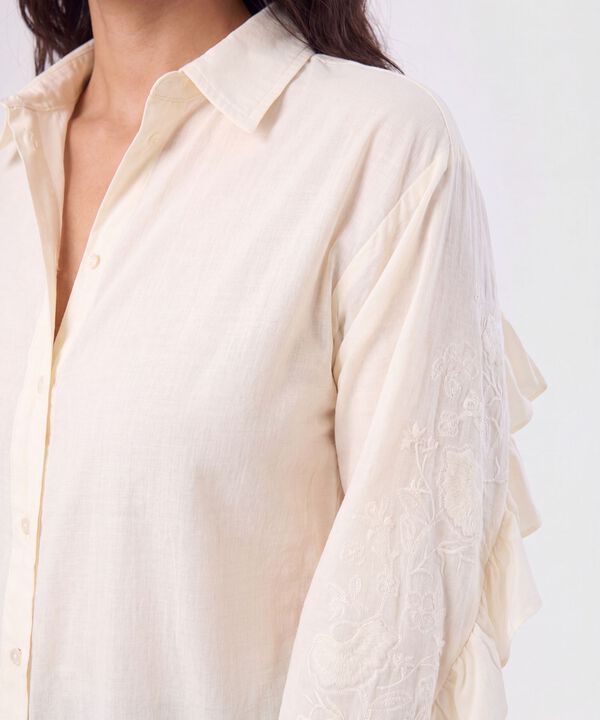 Camisa De Mangas Con Olanes Para Mujer
