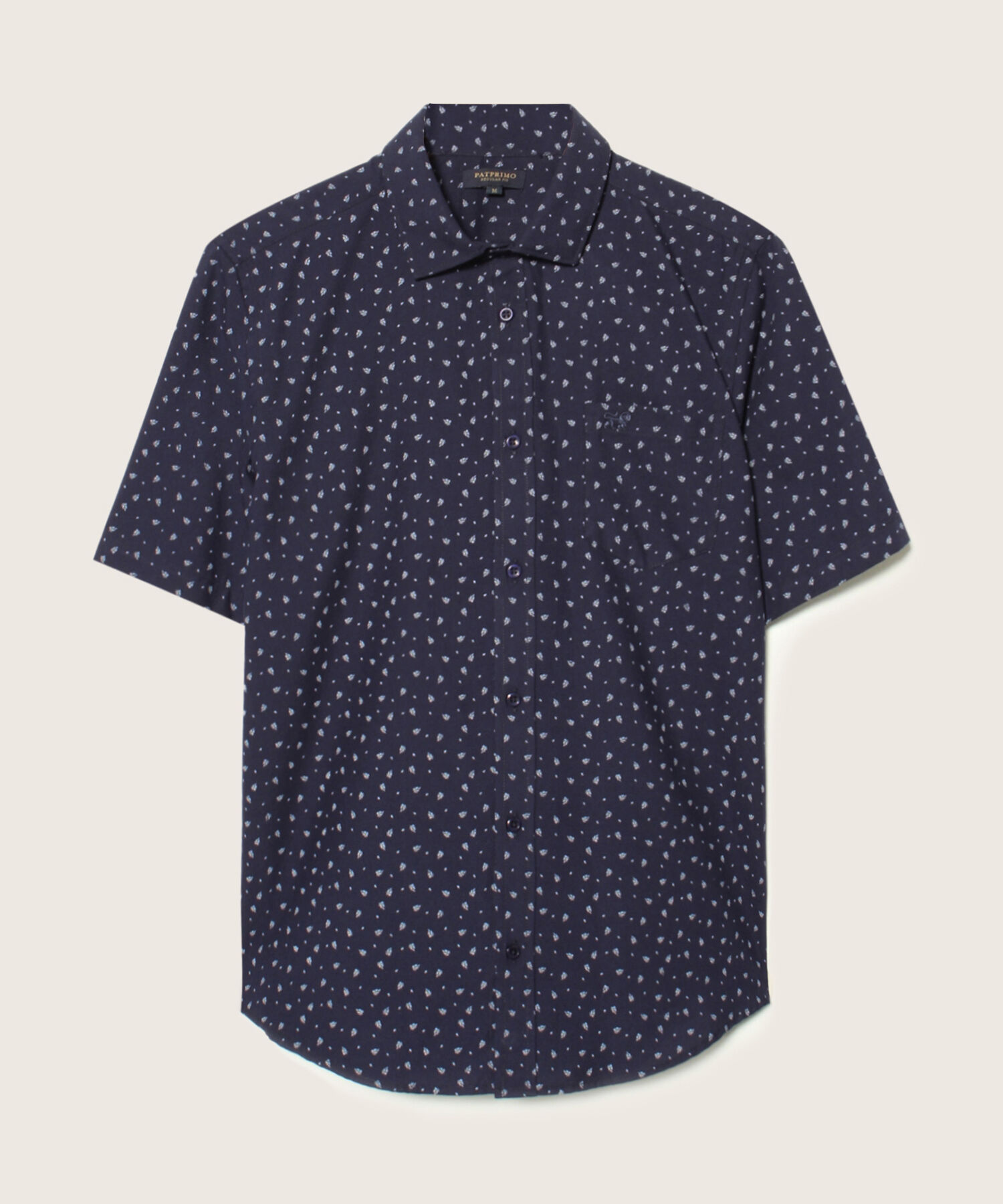 Camisa Manga Corta Estampada Miniprint, Silueta Regular Fit Con Bolsillo