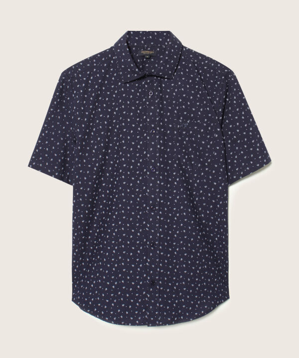 Camisa Manga Corta Estampada Miniprint, Silueta Regular Fit Con Bolsillo