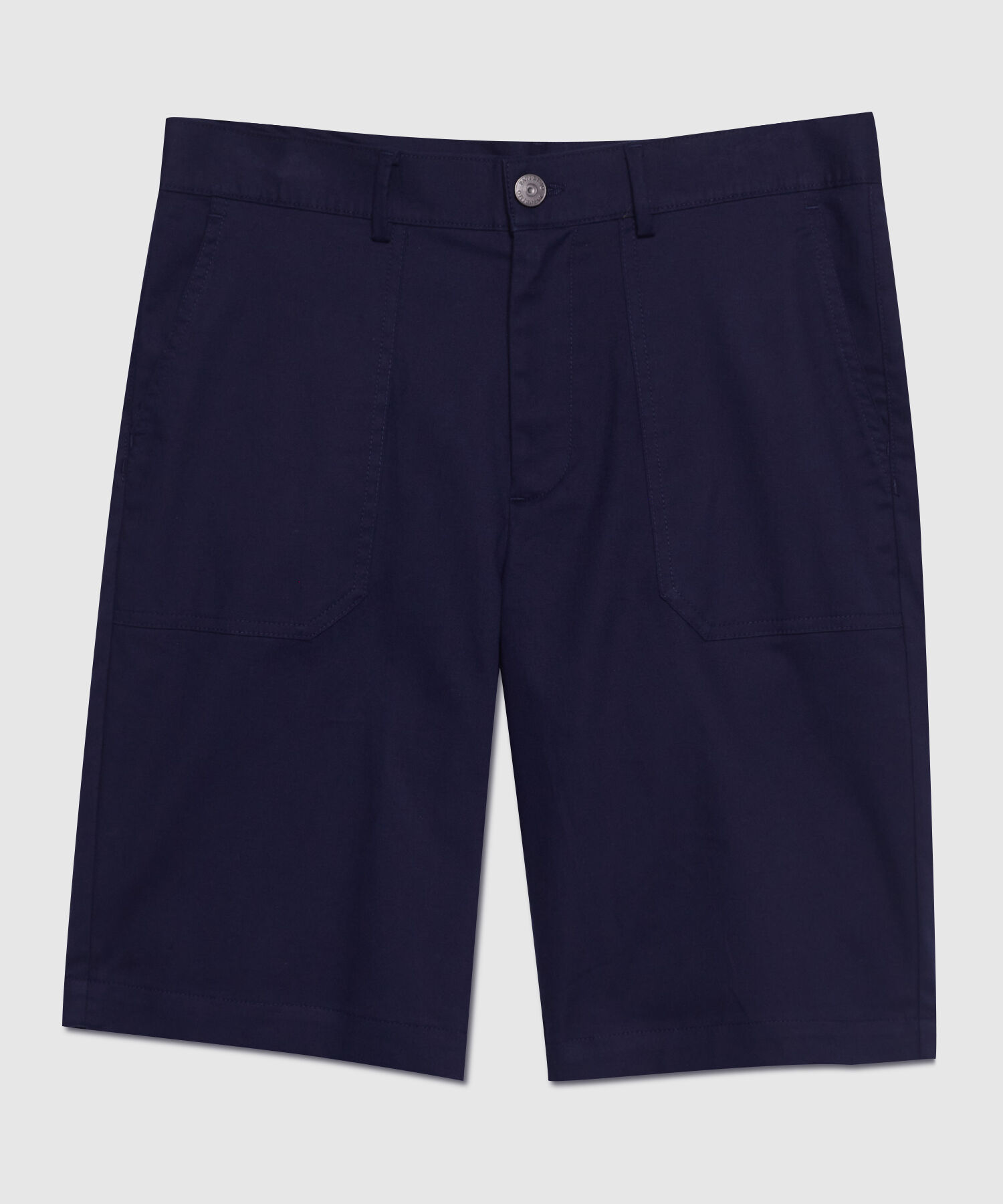 Bermuda Unicolor Con Bolsillos De Parche Laterales Y Silueta Regular Fit, Campiello