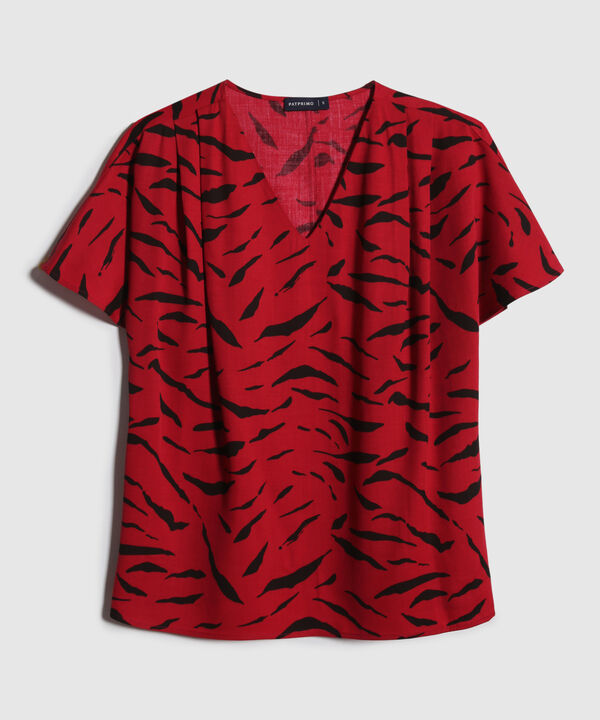 Blusa Con Pliegues En Hombro