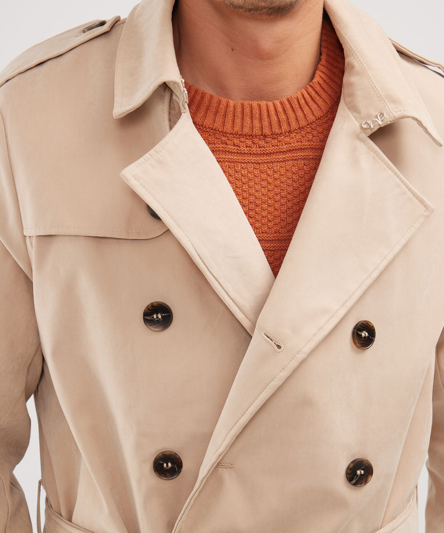 Chaqueta Unicolor Tipo Trench