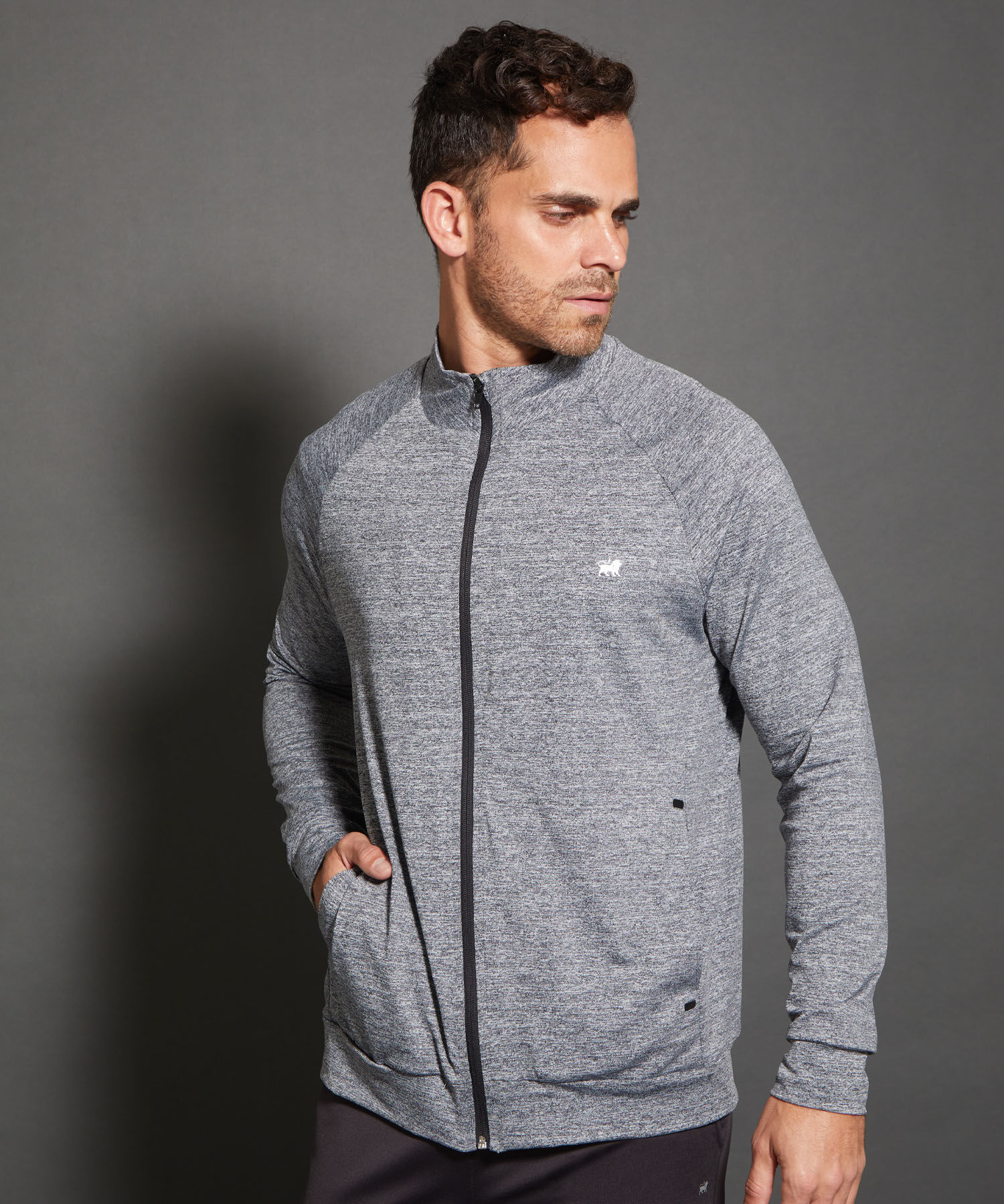 Buzo Deportivo Cuello Alto Con Cremallera Y Bolsillos Ribete