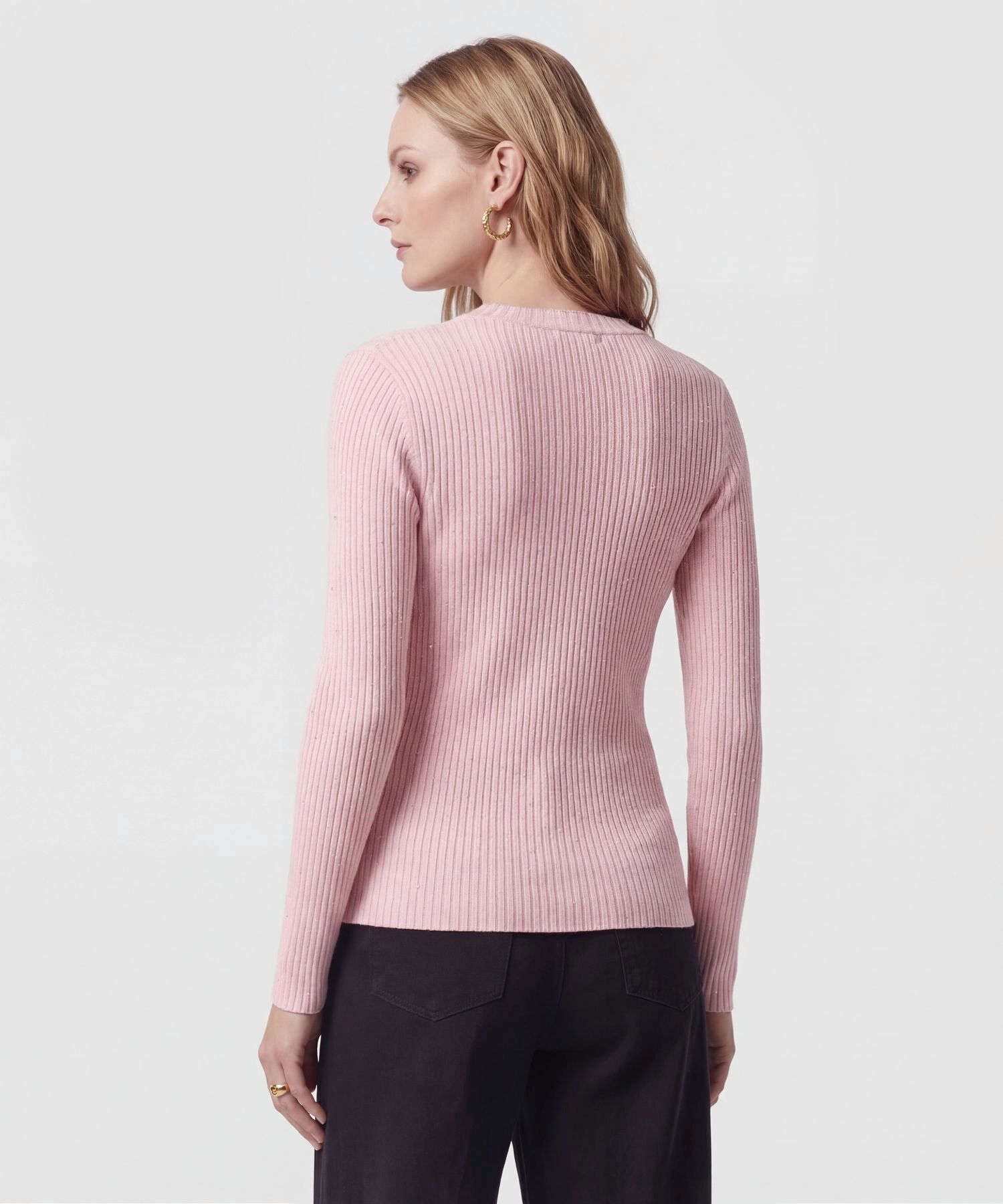 Saco De Punto Acanalado Con Brillo Mujer