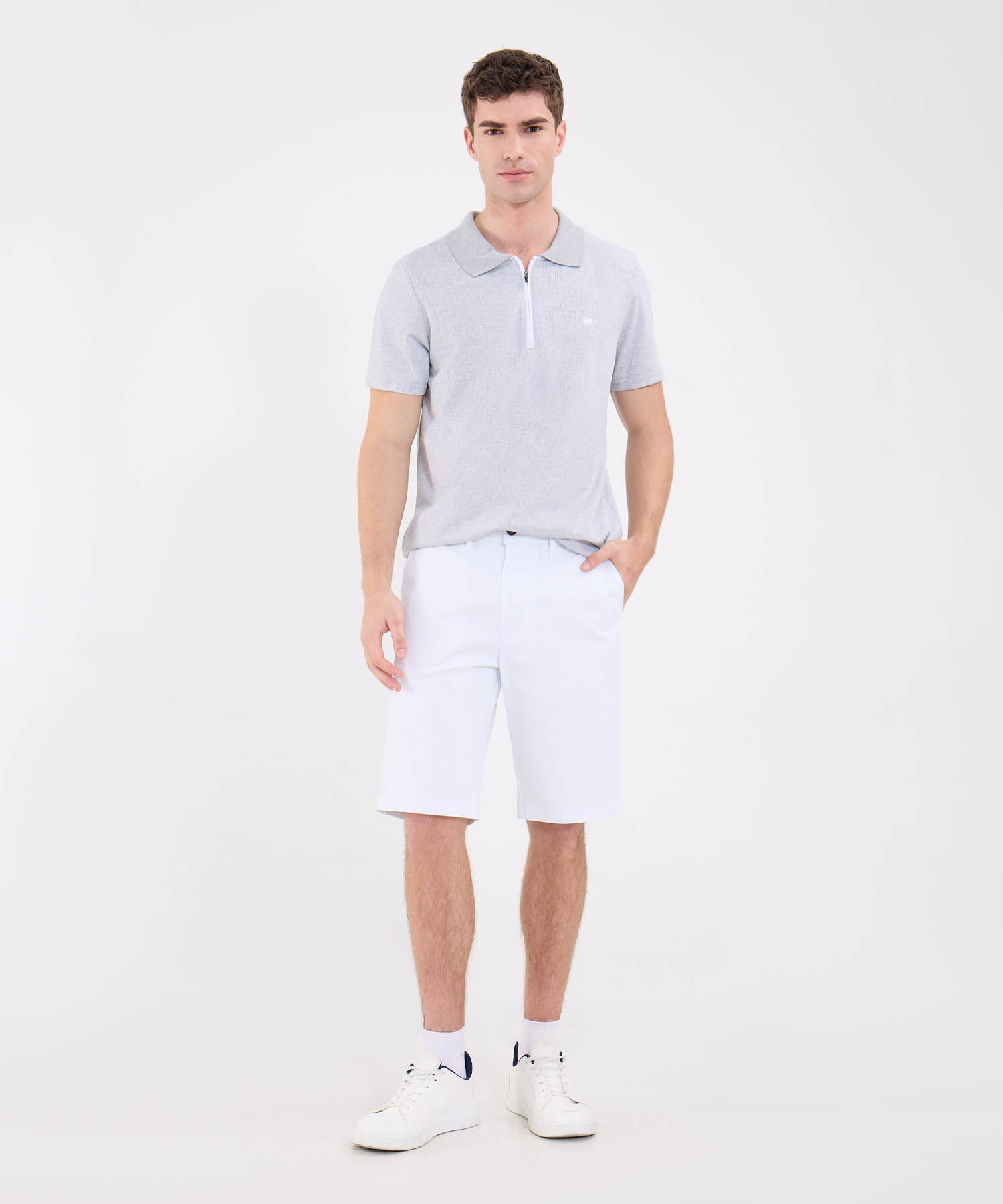 Polo Unicolor Con Cremallera
