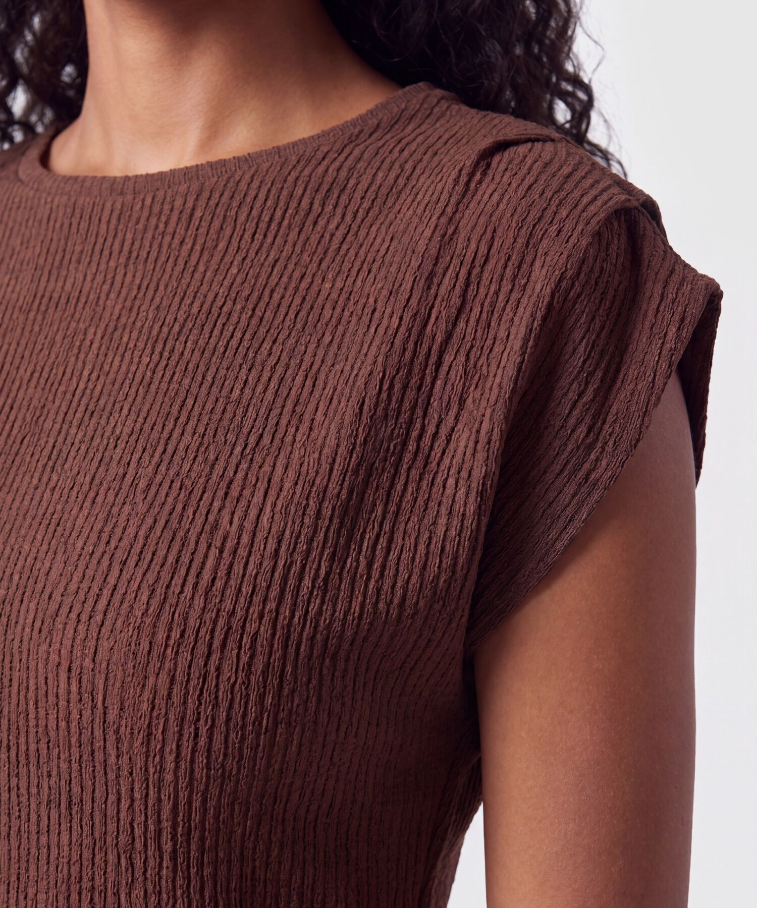 Camiseta De Textura Rib Para Mujer