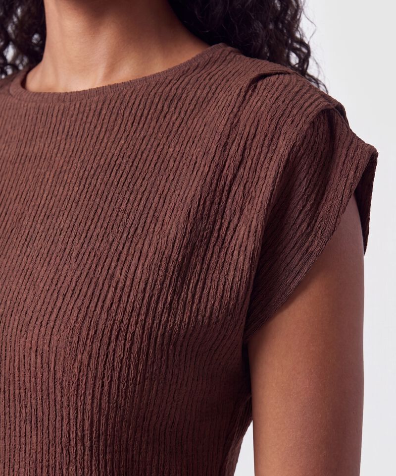 Camiseta De Textura Rib Para Mujer