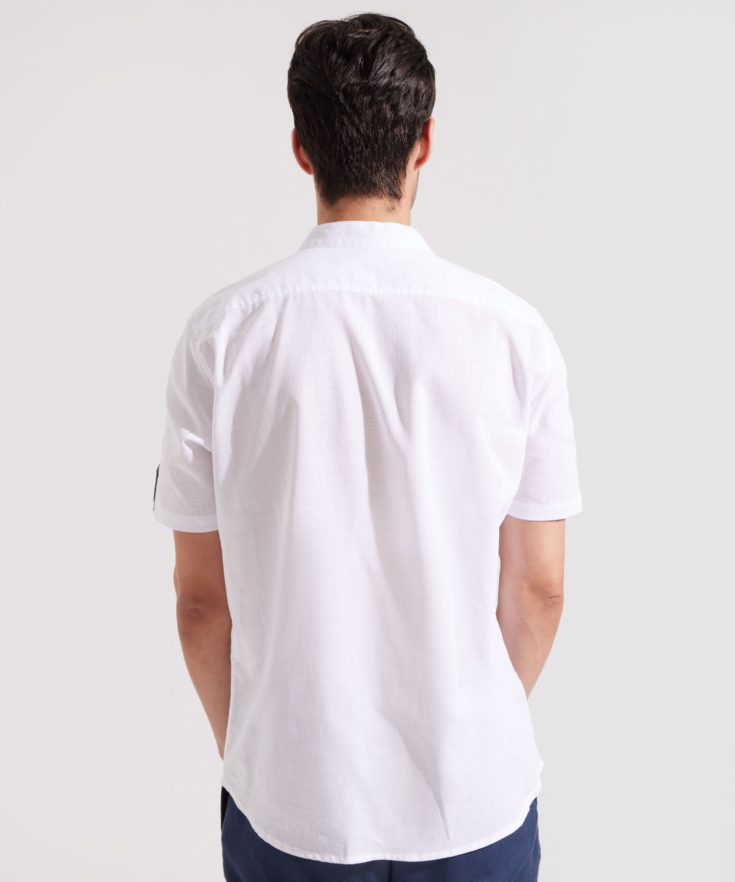 Camisa Cuello Neru Unicolor Manga Corta
