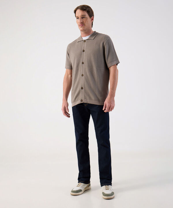 Polo Abotonado de Tejido Texturizado Para Hombre image number null