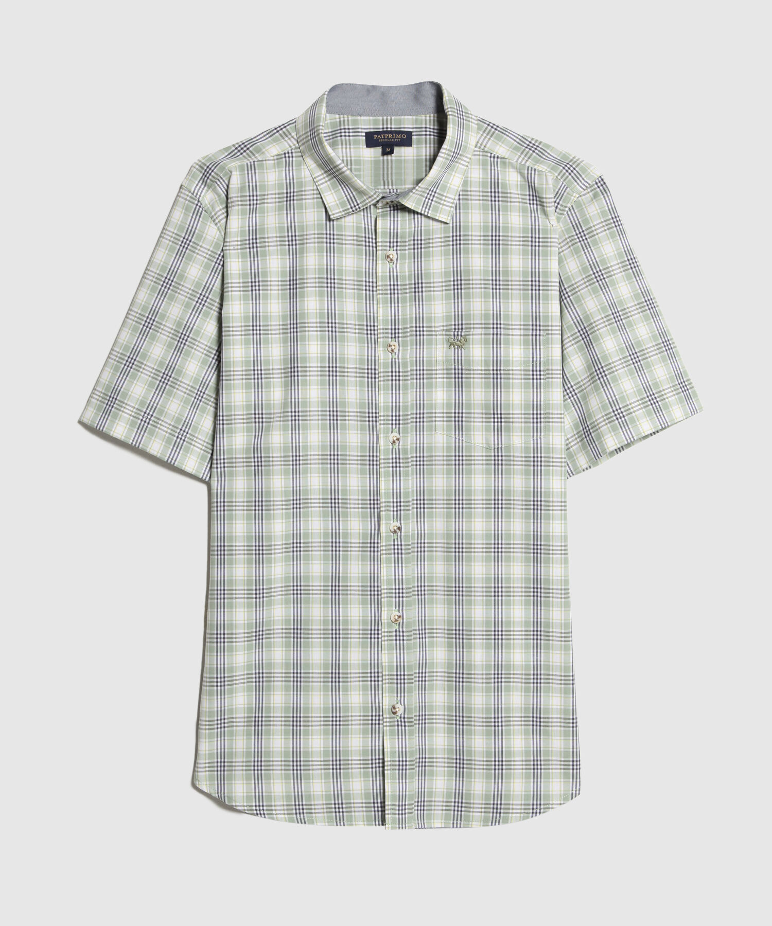 Camisa Preteñida Manga Corta Con Bolsillo Y Sesgo