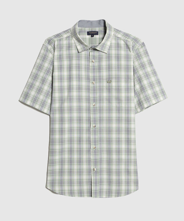 Camisa Preteñida Manga Corta Con Bolsillo Y Sesgo