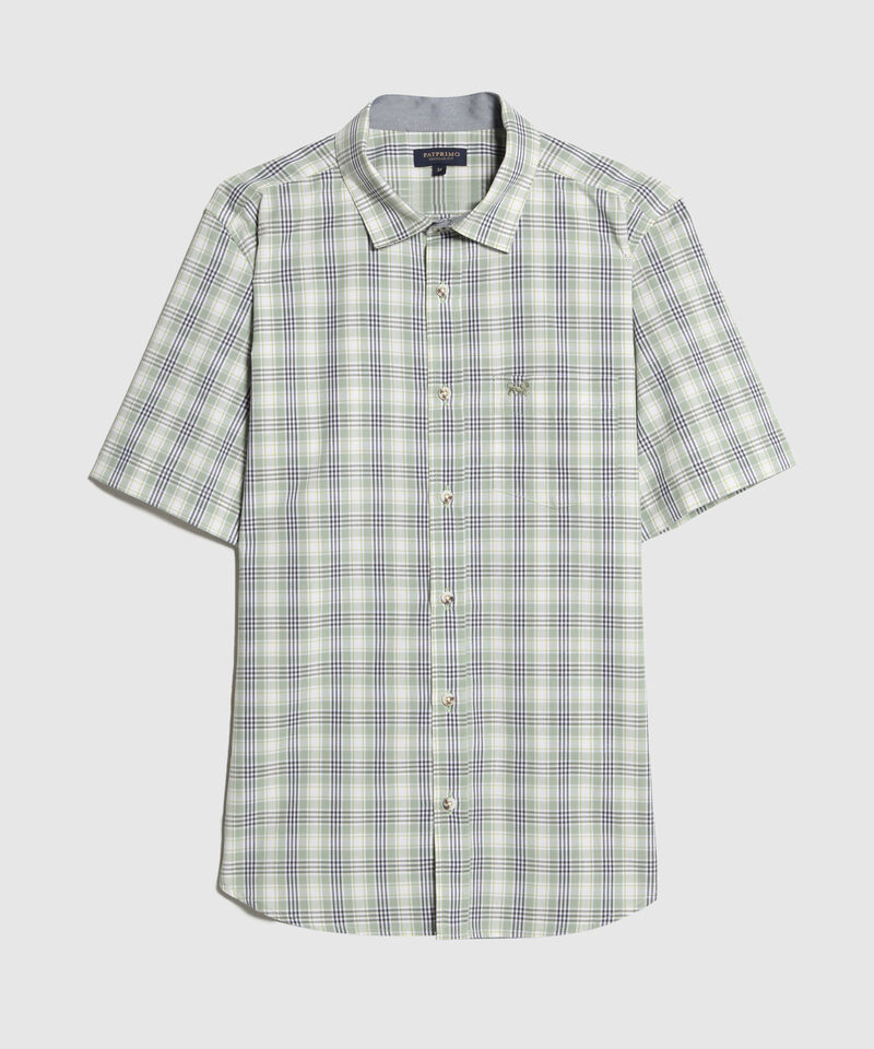 Camisa Preteñida Manga Corta Con Bolsillo Y Sesgo