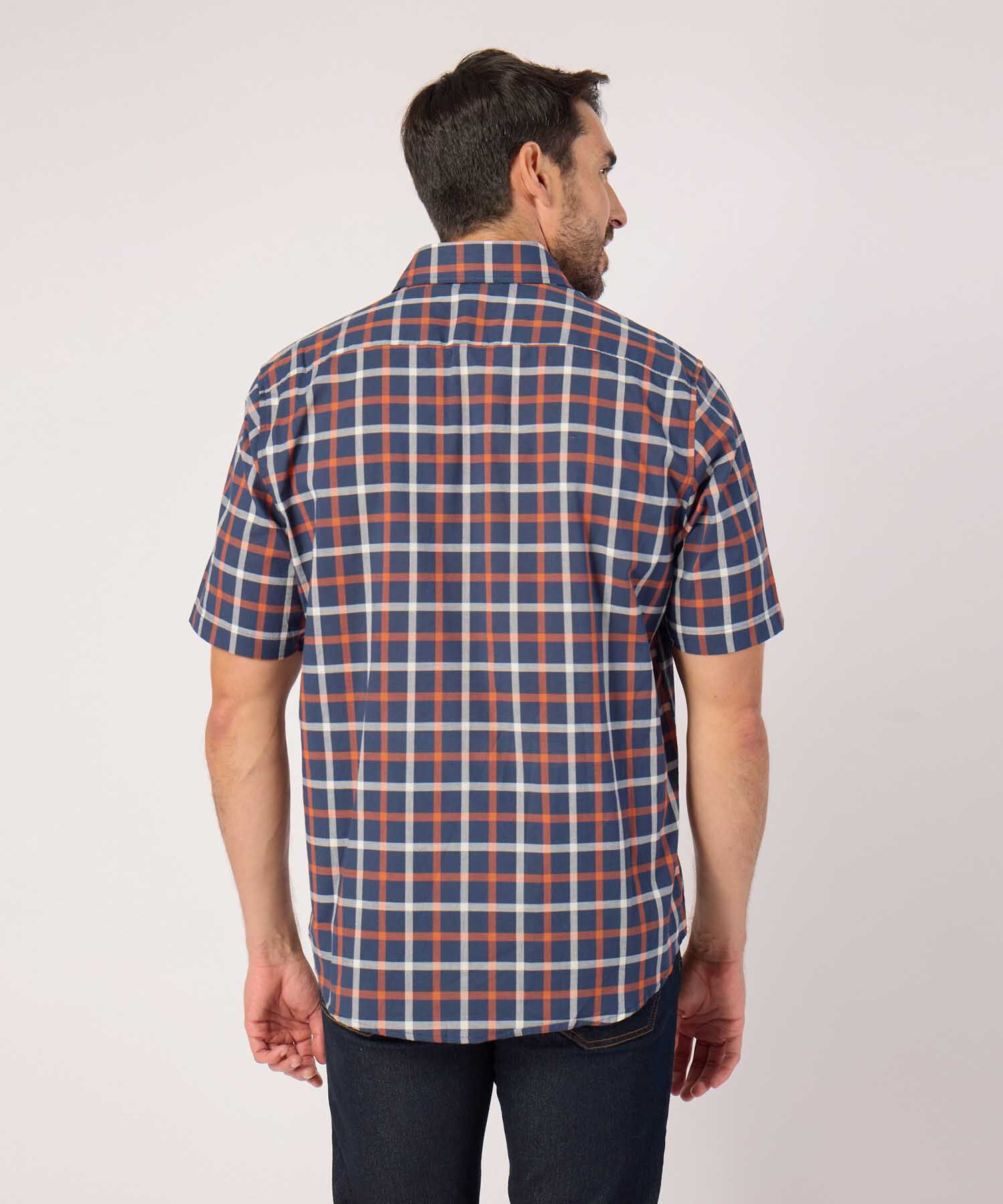 Camisa A Cuadros Manga Corta Con Bolsillo 