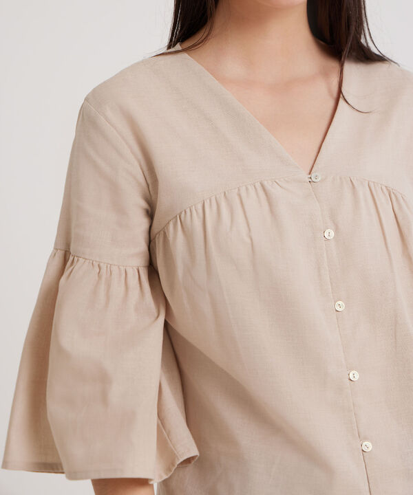 Blusa Manga Corta Con Arandela En Manga