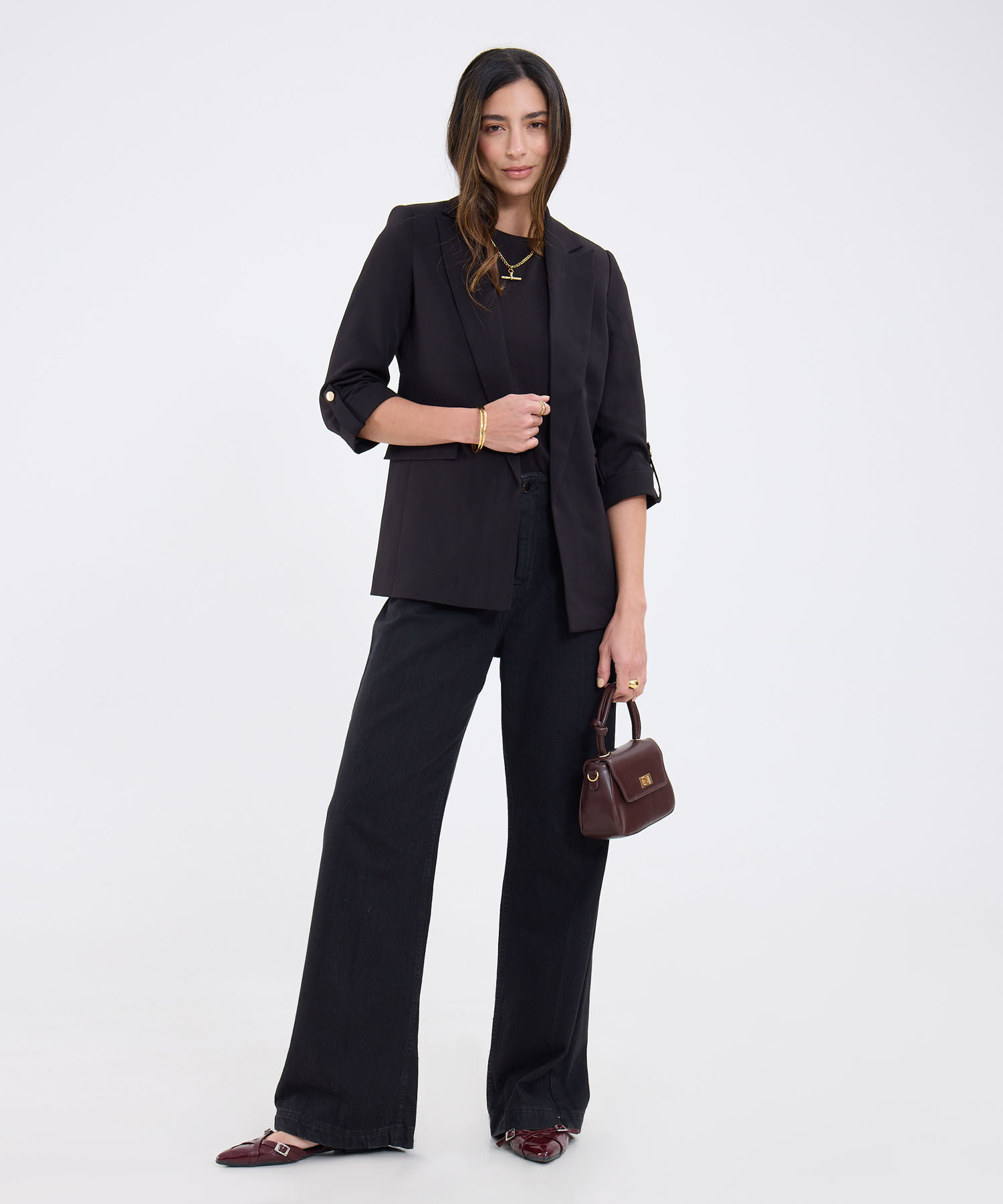 Blazer Unicolor Con Solapa