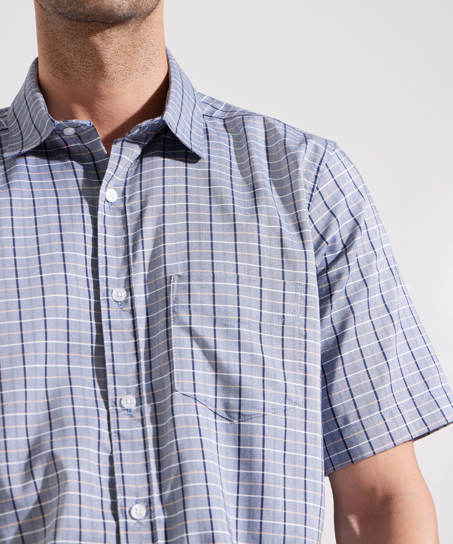 Camisa Manga Corta , Cuello Formal