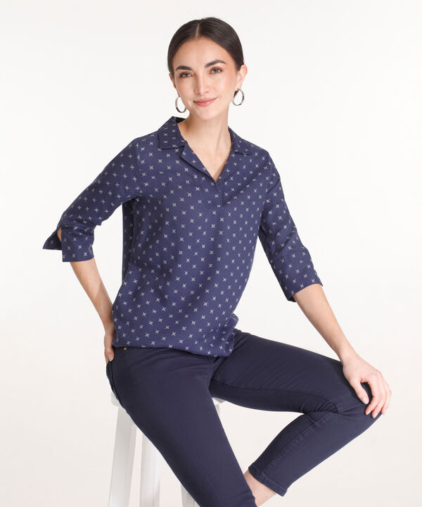 Camisa Manga 3/4 Corporativa Estampada