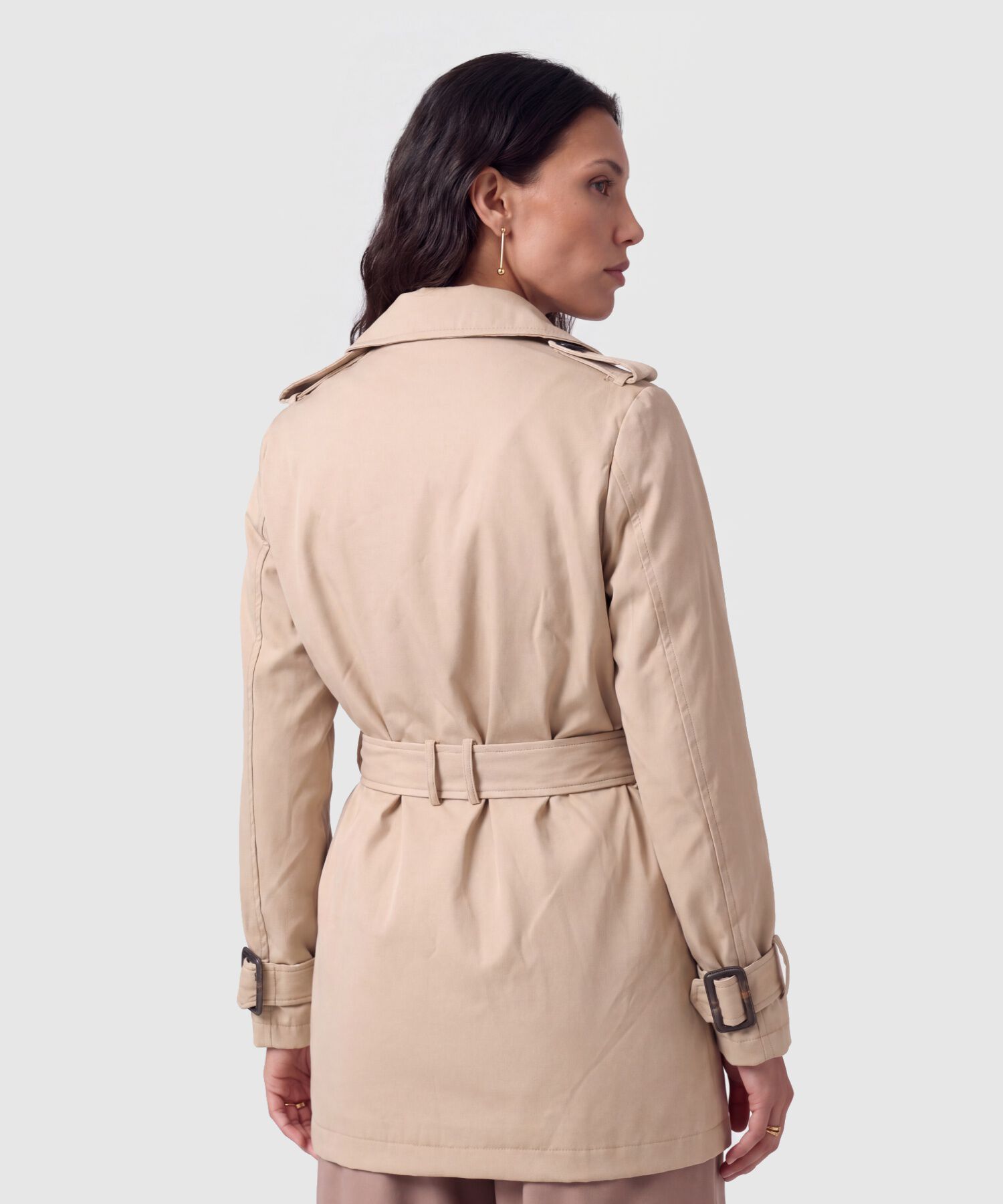 Chaqueta Cruzada Con Cintur&oacute;n Para Mujer