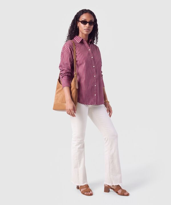 Camisa Manga Larga Hombro Ca&iacute;do Para Mujer