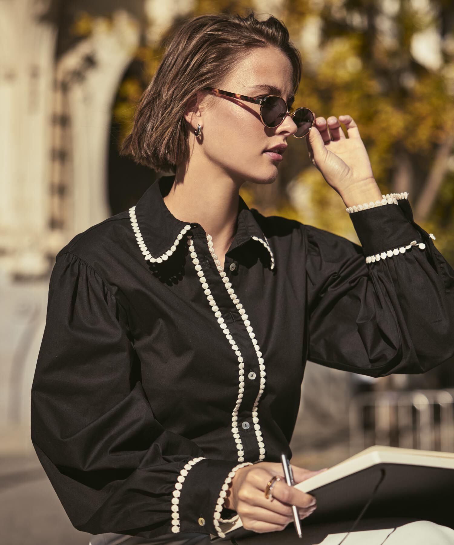 Camisa Unicolor Con Textura Para Mujer