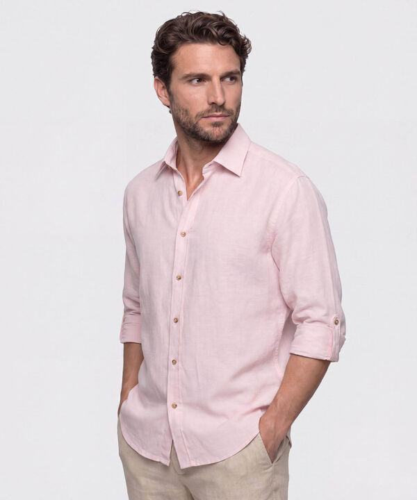 Camisa Unicolor Manga Larga para Hombre
