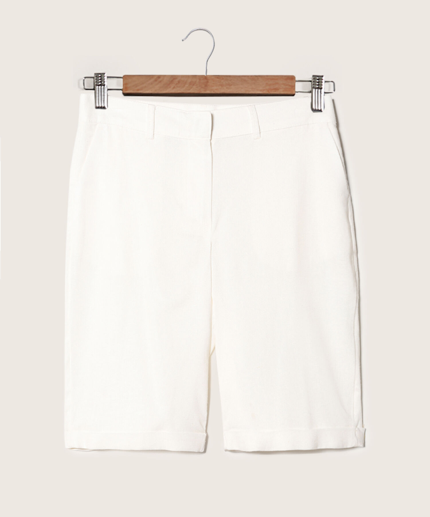 Bermuda Larga Unicolor En Lino