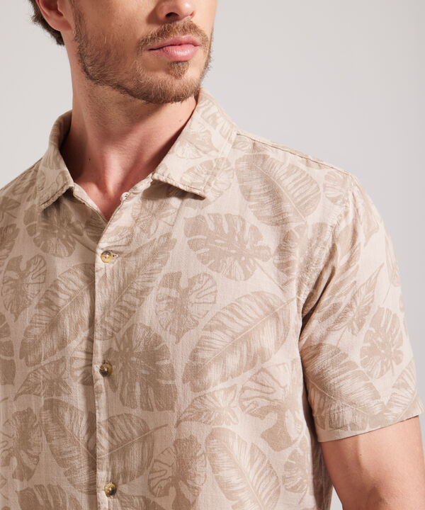 Camisa Manga Corta Estampada Y Teñida