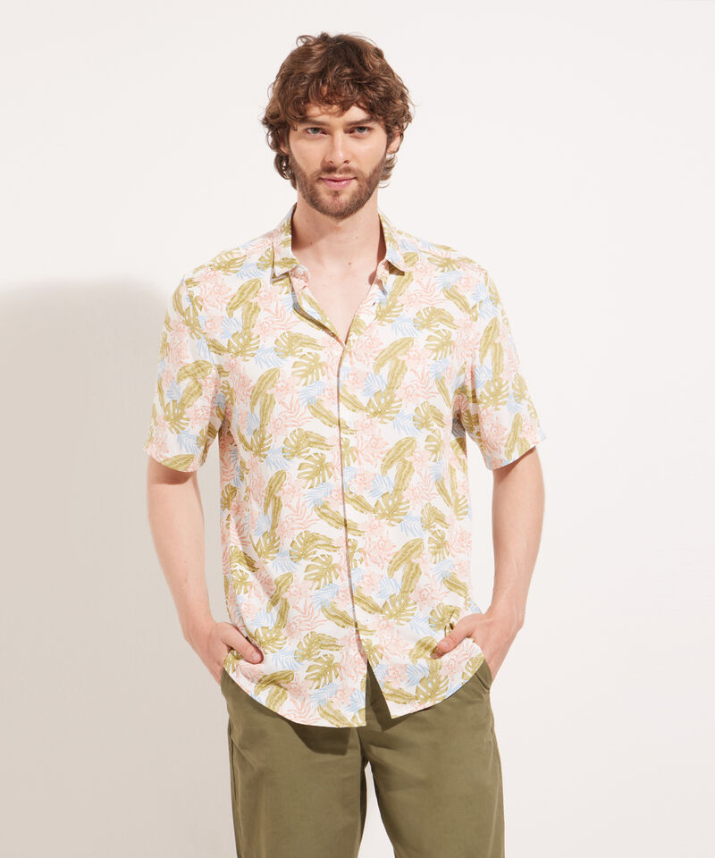 Camisa Manga Corta Estampada En Viscosa