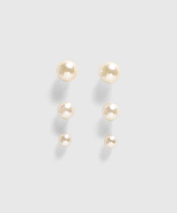 Set X3 Aretes Con Perlas Para Mujer image number null