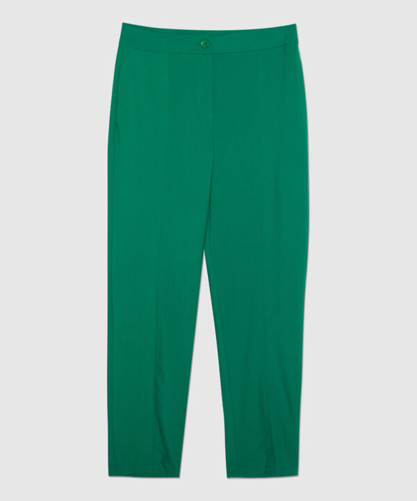 Pantalón Clásico Unicolor Con Vena