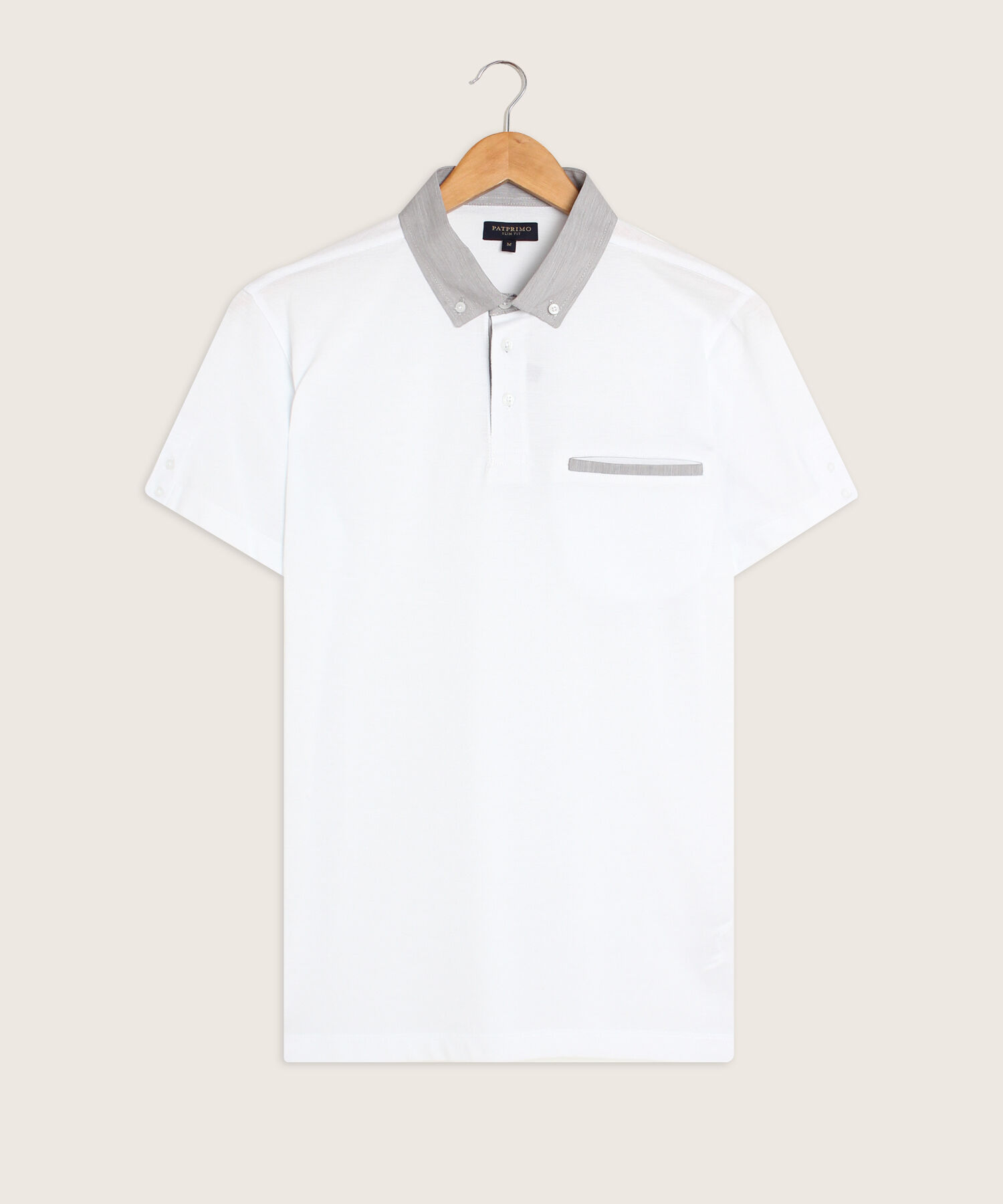 Polo Unicolor Cuello Duro, Bolsillo Ribete