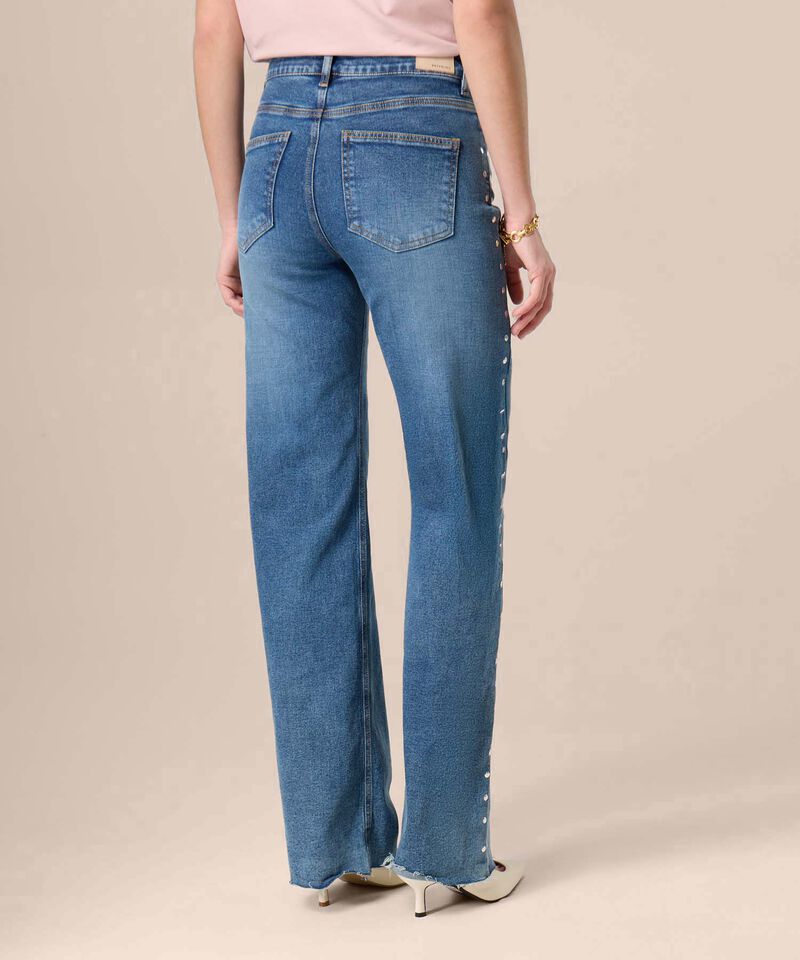 Jeans Para Mujer Con Apliques Laterales
