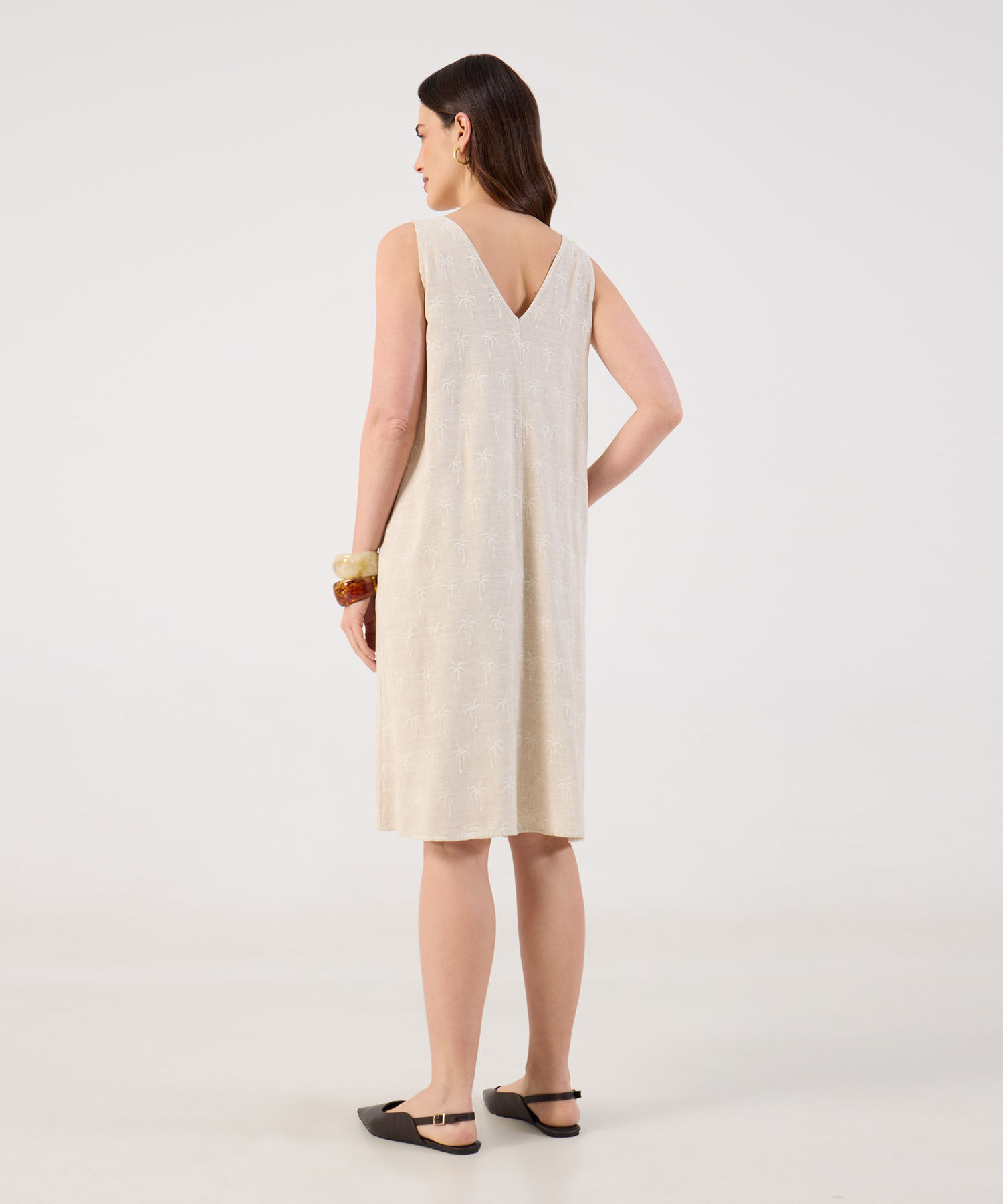 Vestido Corto Con Escote En V Y Bordado Para Mujer