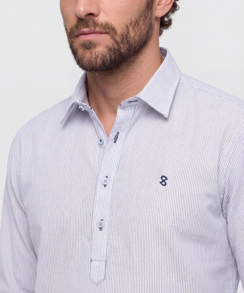 Camisa De Rayas Con Pechera Para Hombre