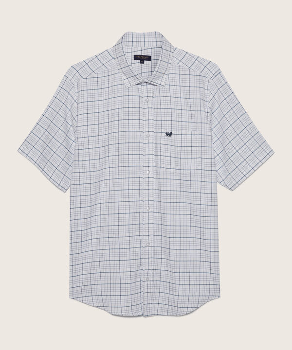 Camisa Preteñida Manga Corta Con Bolsillo Y Silueta Regular Fit
