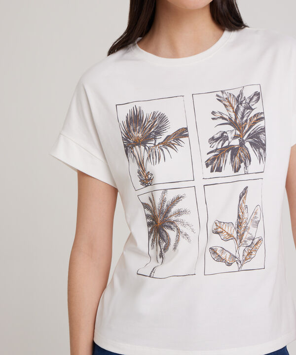 Camiseta Manga Corta Unicolor Con Screen Y Bordado