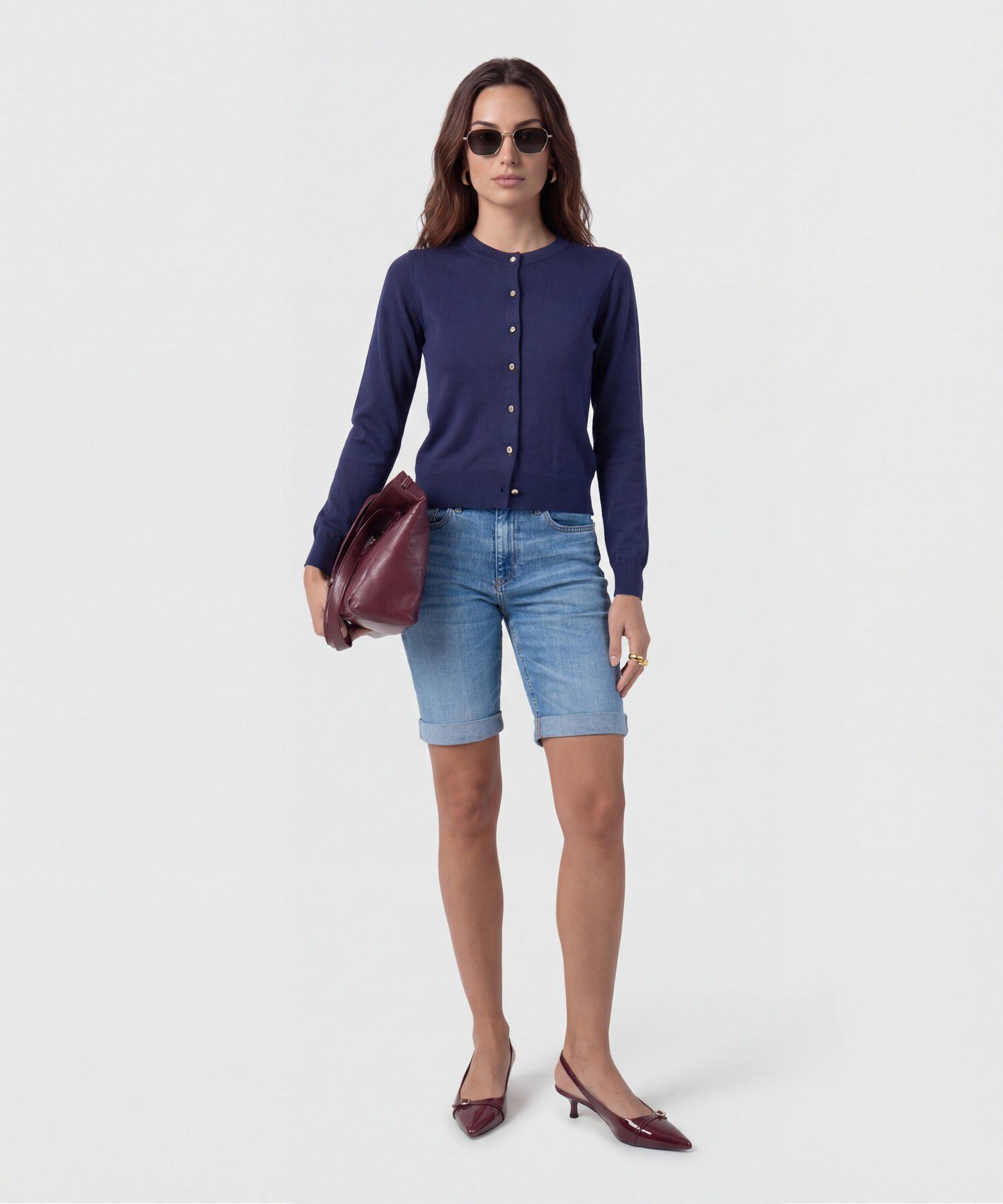 C&aacute;rdigan Cl&aacute;sico Cuello Redondo Mujer