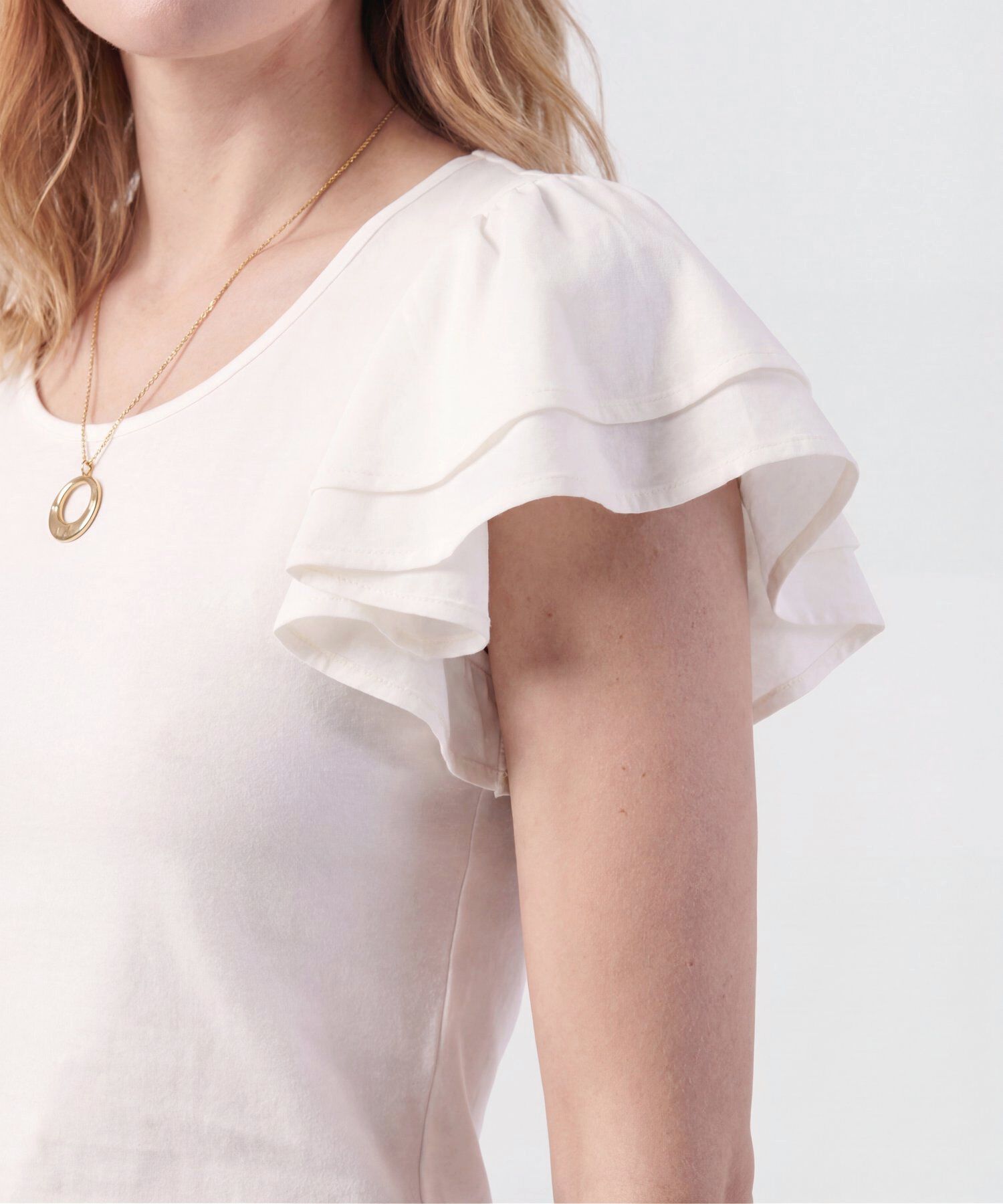 Camiseta Con Mangas De Volantes Para Mujer