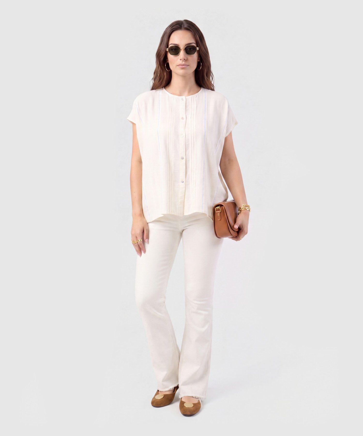 Blusa con Alforzas Frontales para Mujer