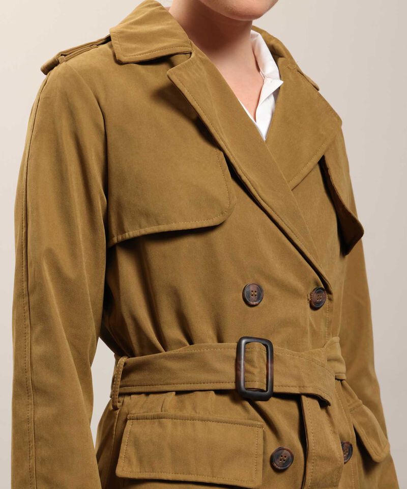 Chaqueta Trench Unicolor Con Cinturon 