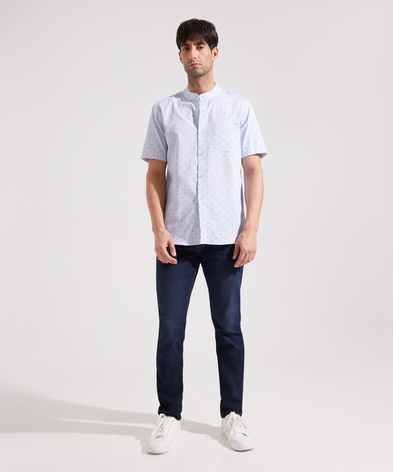 Camisa Estampada con Cuello Mao