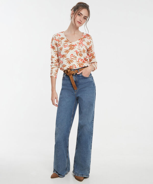 Camiseta Estampada, Escote En V