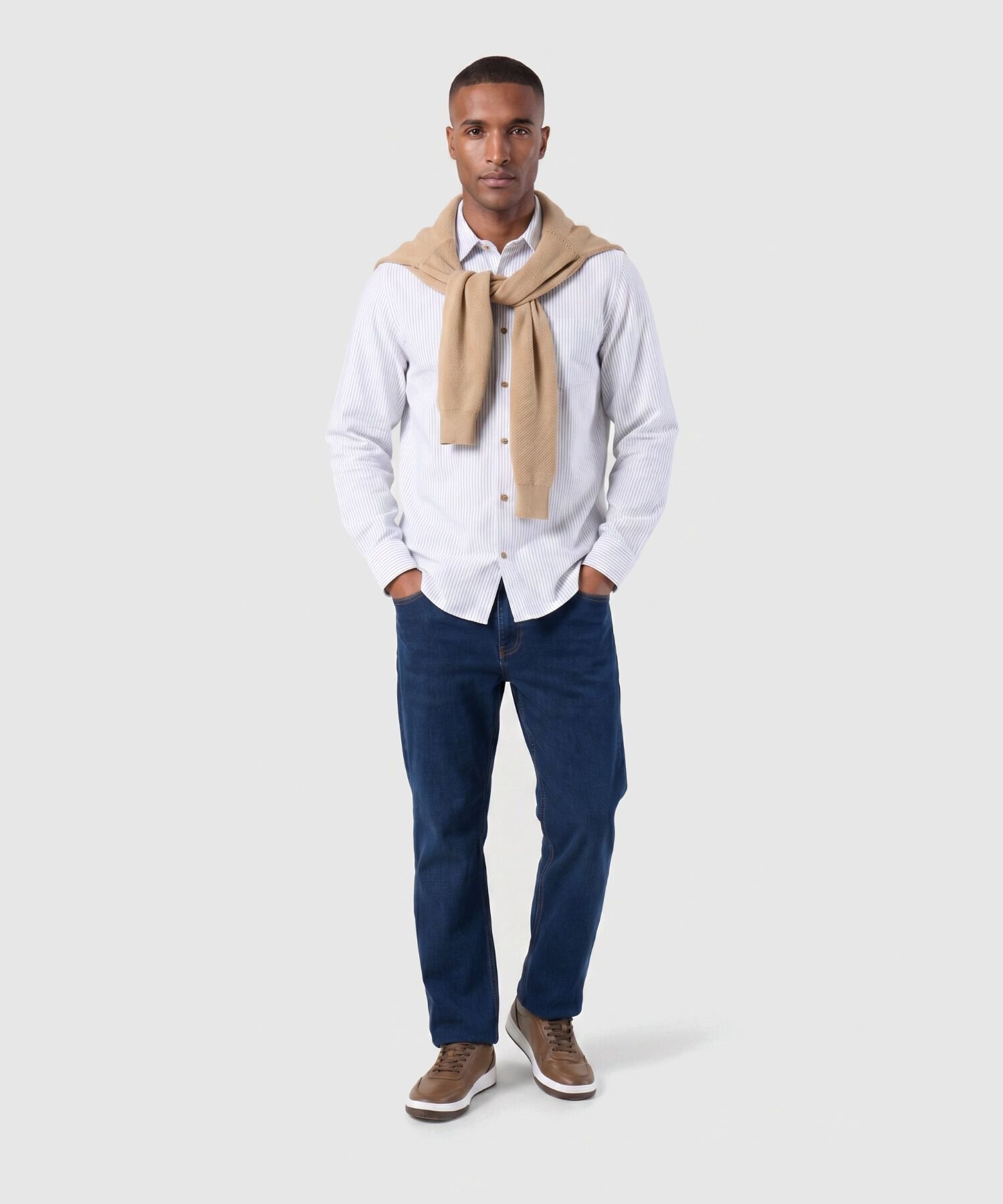 Camisa Manga Larga con Bolsillo Para Hombre