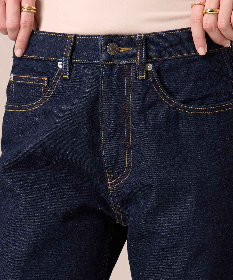 Jeans Straight Con Bota Doblada Para Mujer