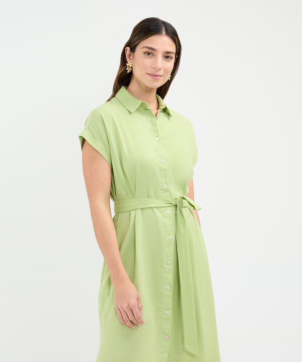 Vestido Camisero en Efecto Lino image number null