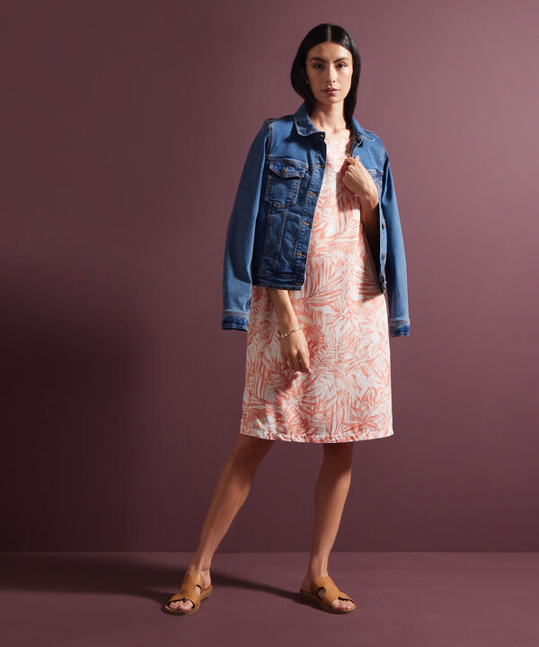 Vestido Estampado Manga Corta Con Vuelo image number null