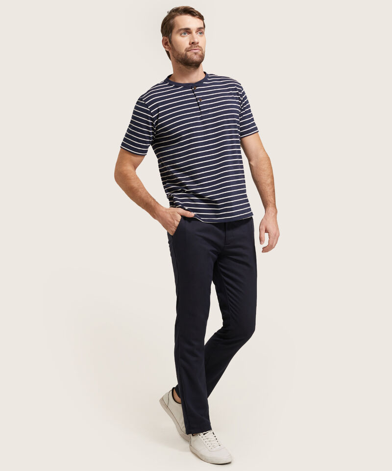 Camiseta Henley A Rayas Para Hombre