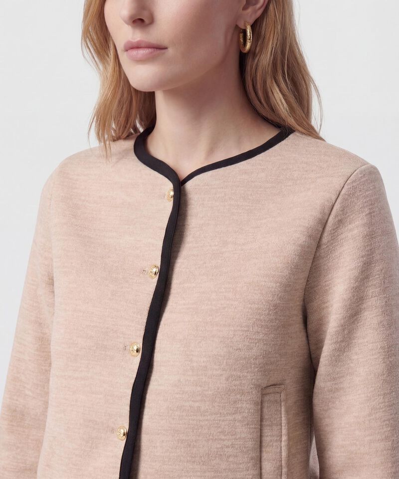 Chaqueta Con Ribetes En Contraste Para Mujer